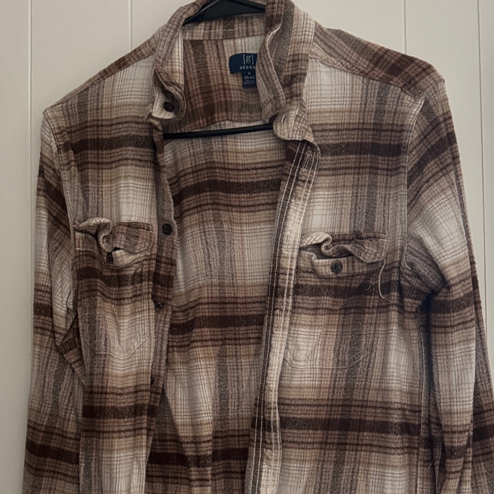 George Brown and Cream Plaid Shirt Jacket